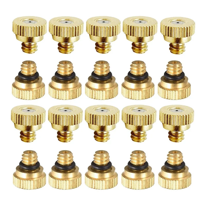 

BAAR-30 Pack Brass Misting Nozzles Tees, Brass Nozzles For Greenhouse Landscaping Humidification,Dust Control Mist Nozzle