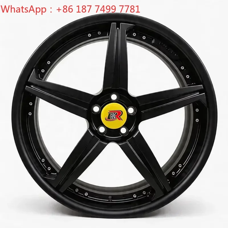 Custom 2 Piece 5 Lug Deep Concave Forged Wheels 15 16 17 18 Inch 5x114.3 5x120 5x112 4x100 5x114.3 Alloy 5 Spoke Car Forged