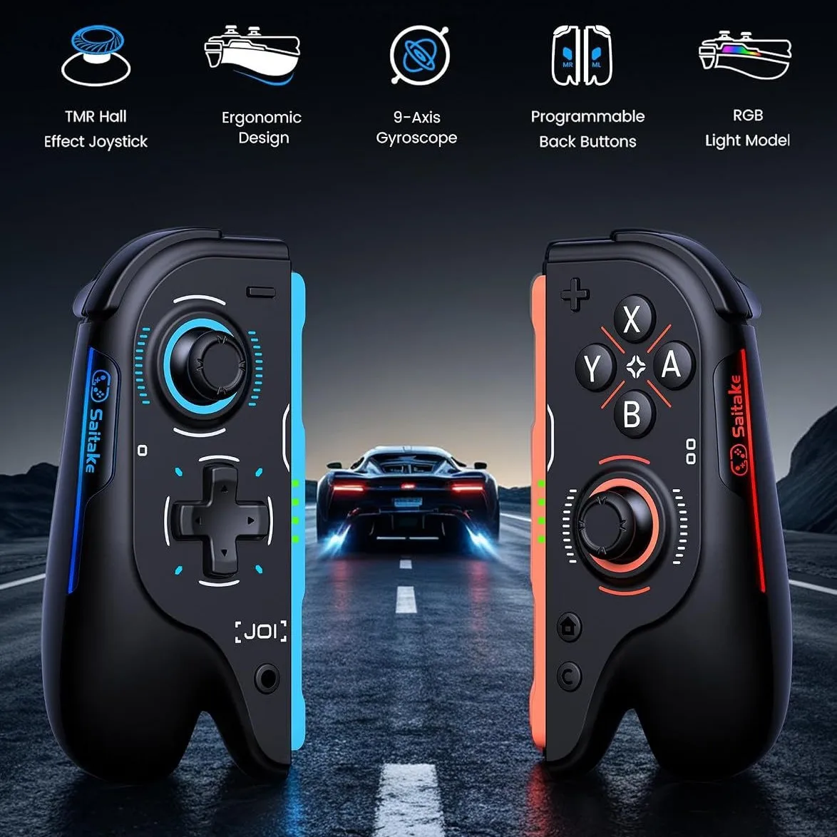 Wireless L/R Gamepad for Switch 2 NS2, Joycon Replacement Controller, 9-Axis Gyro RGB Light Turbo Macro Programmable Joystick
