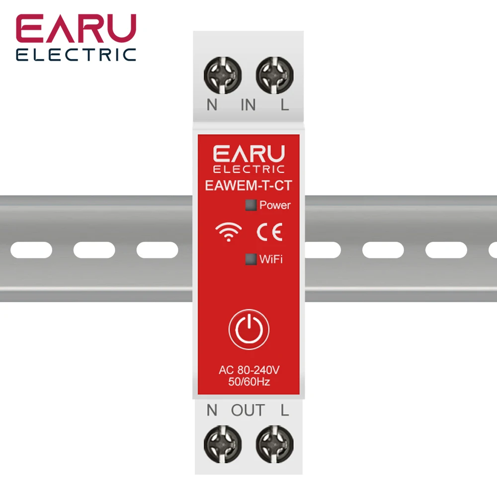 63A WiFi KWh مقياس الطاقة Tuya AC 110V 230V إحصائيات المراقبة الحالية مع مشبك CT
