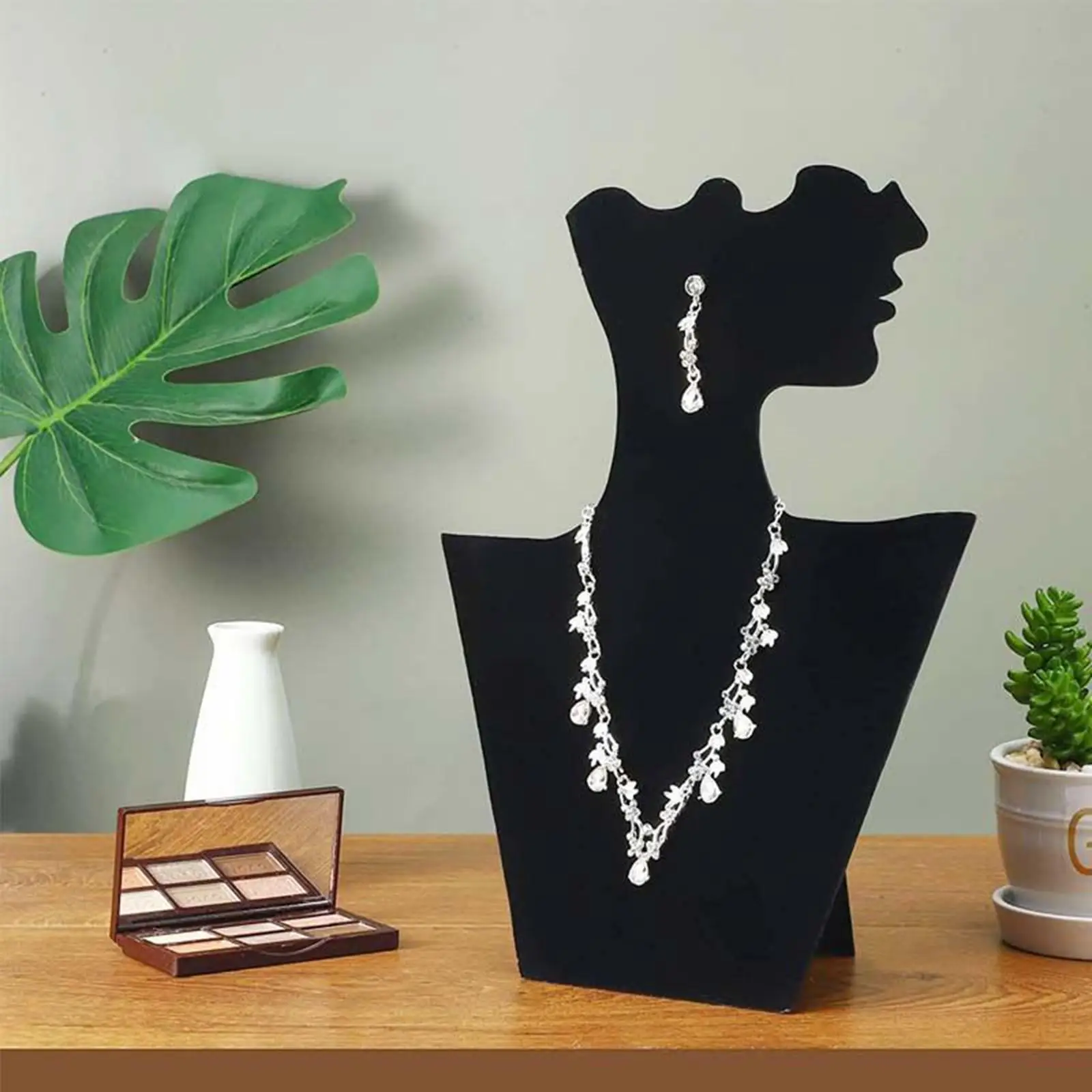 Black Velvet Jewelry Bust Stand for Necklace Pendant Chain Display Holder Organizer for Women Gift Shop Event