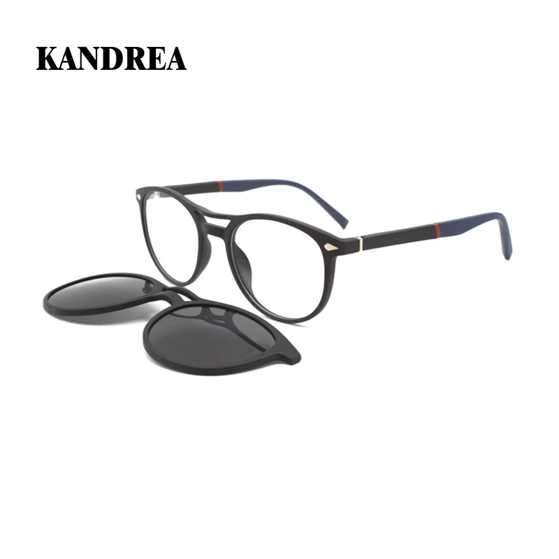 

KANDREA Vintage Round Polarized Sunglasses Women Men Fashion Magnetic Eyeglasses Clip On Optical Myopia Computer Eyewear C8015