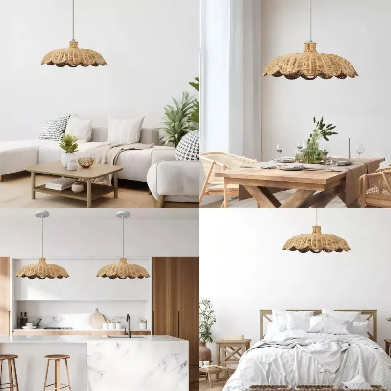 Handmade Weave Pendant Light Bedroom Restaurant Bar Counter Coffee Shop Homestay Zen Tea Room Retro Natural Rattan Hanging Lamps