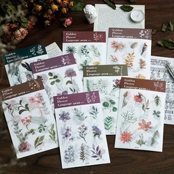 3 pcs/pack Plants flower leaves flat stickers DIY album Washi stickers Decorative Stick Labels Scrapbooking material