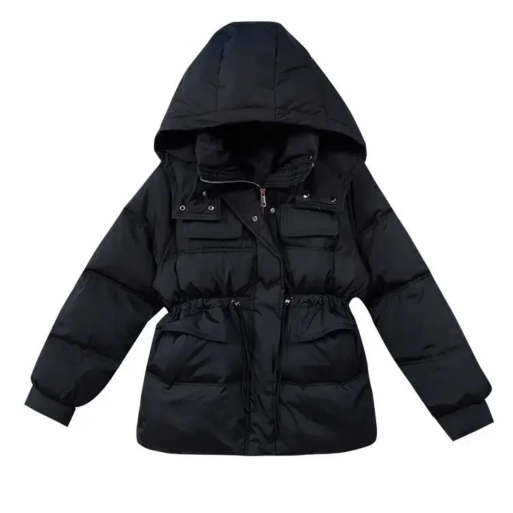 

Новая зимняя женская пуховая хлопковая куртка, пригородная толстовка с капюшоном на бретельках, европейская хлопковая куртка большого размера