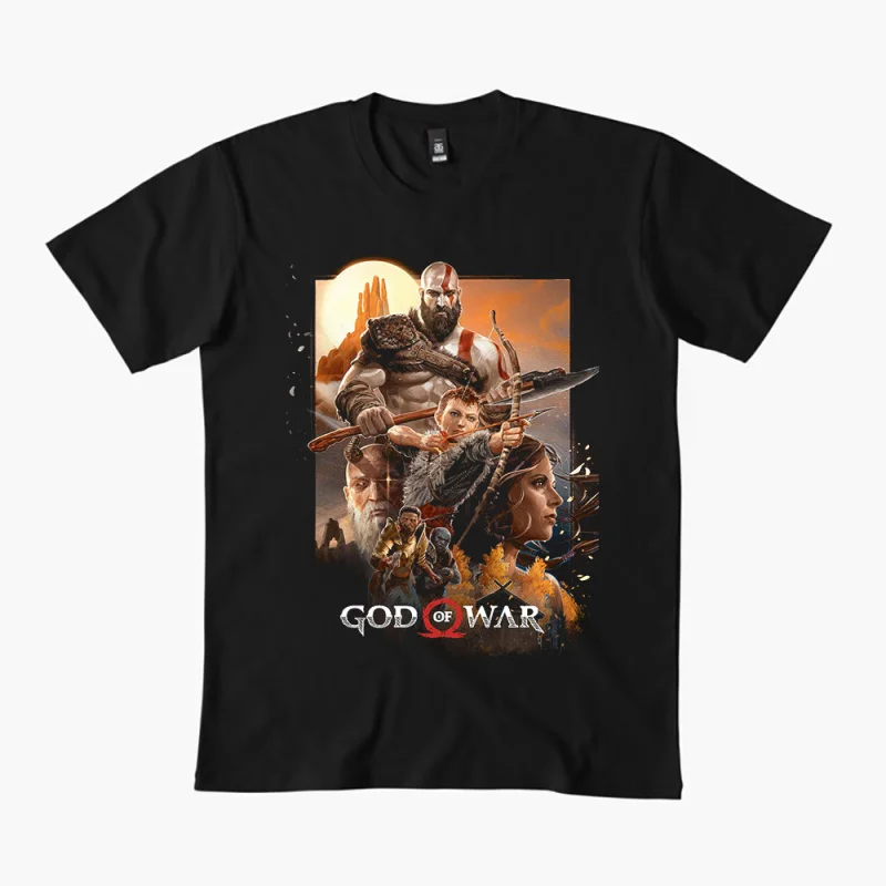 

A Nordic Saga Retro Kratos God of War Videogame Gift T-Shirt Spartan warrior Graphic Clothes 100% cotton Large size Tops S-6XL