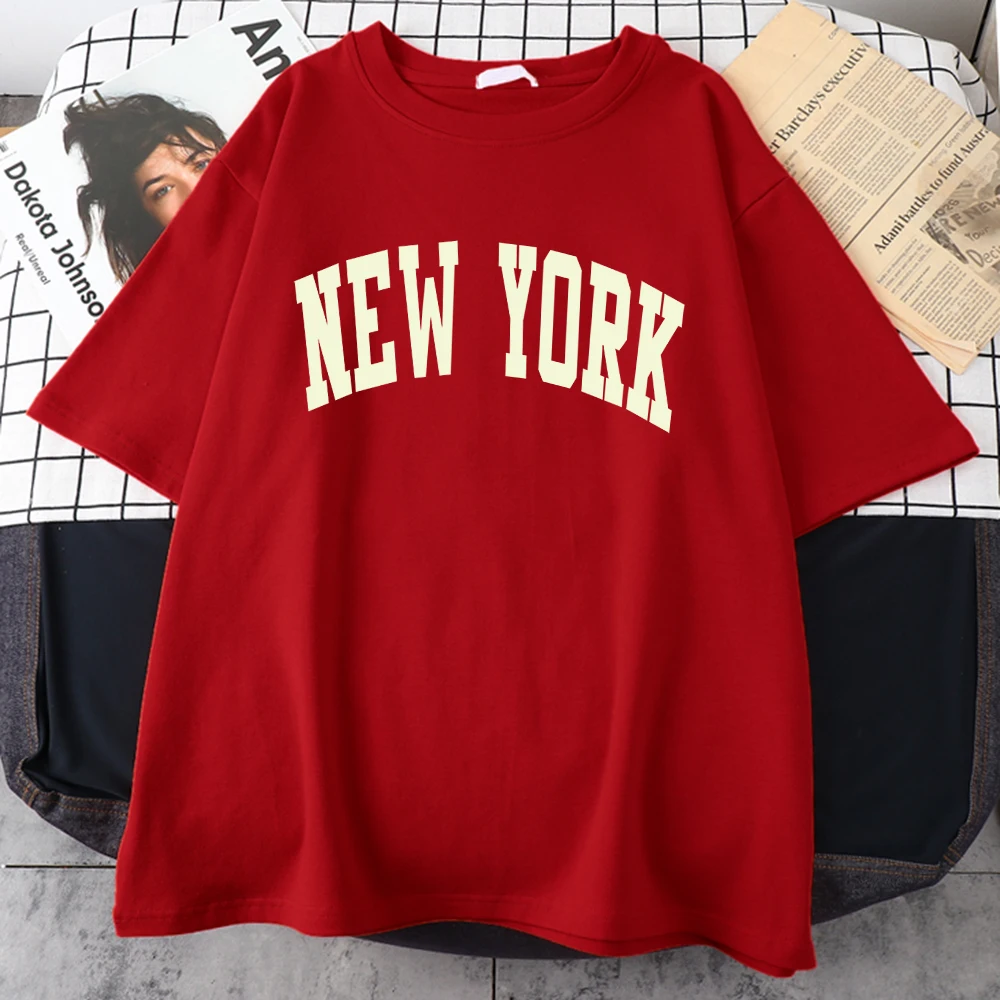 New York Cotton Tee Top Harajuku Soft Comfortablet-Shirts Aesthetic Street Individualt-Shirt Hipster Trend Looseman Tee Shirt