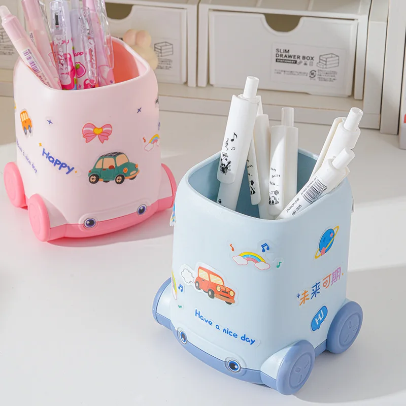 

Cartoon Pencil Box Cute Car Shape Pen Container Creative Desktop Stationery Storage Rack Fashion Student Pen Container Gifts