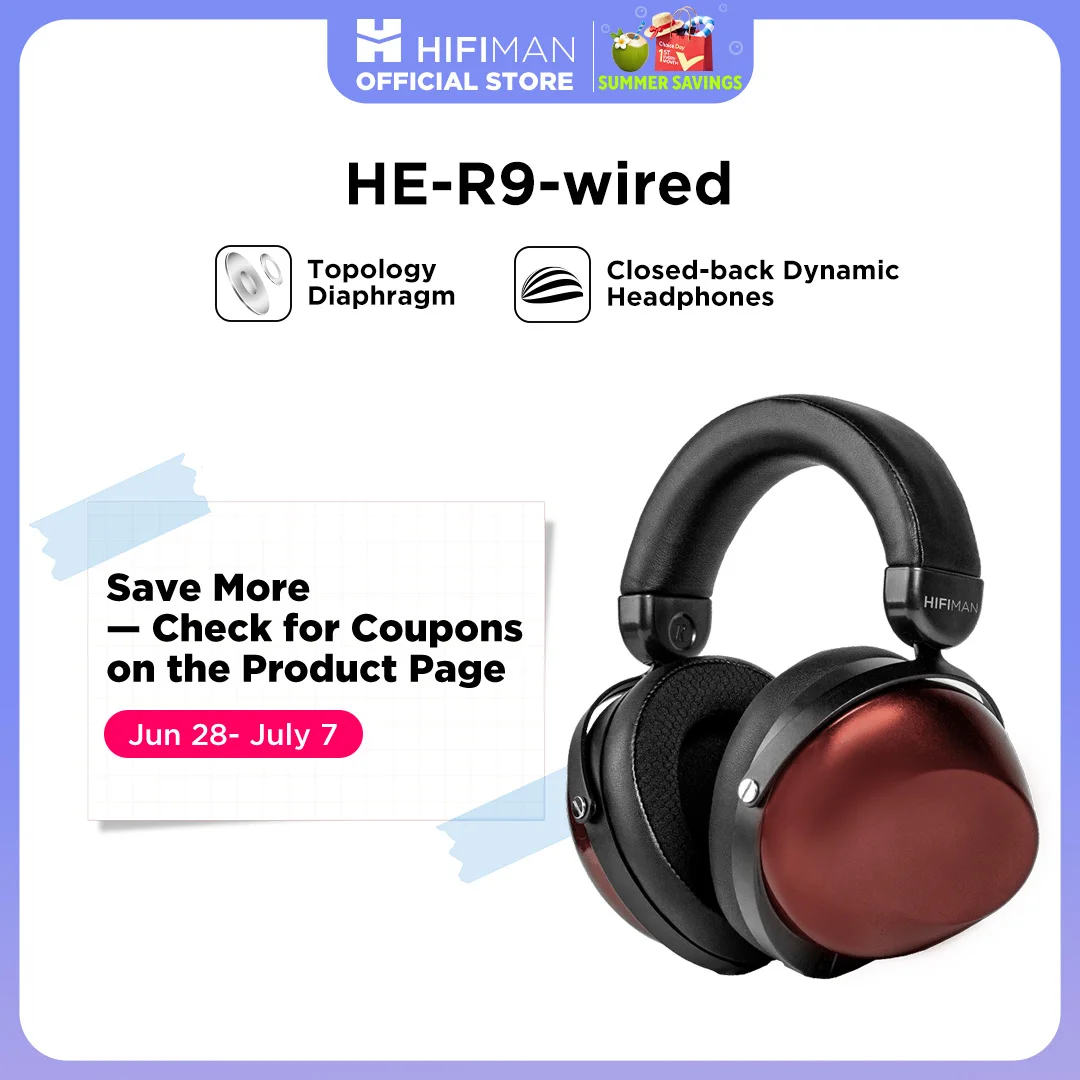 HIFIMAN HE-R9 Cuffie over-ear dinamiche chiuse con diaframma topologico versione cablata