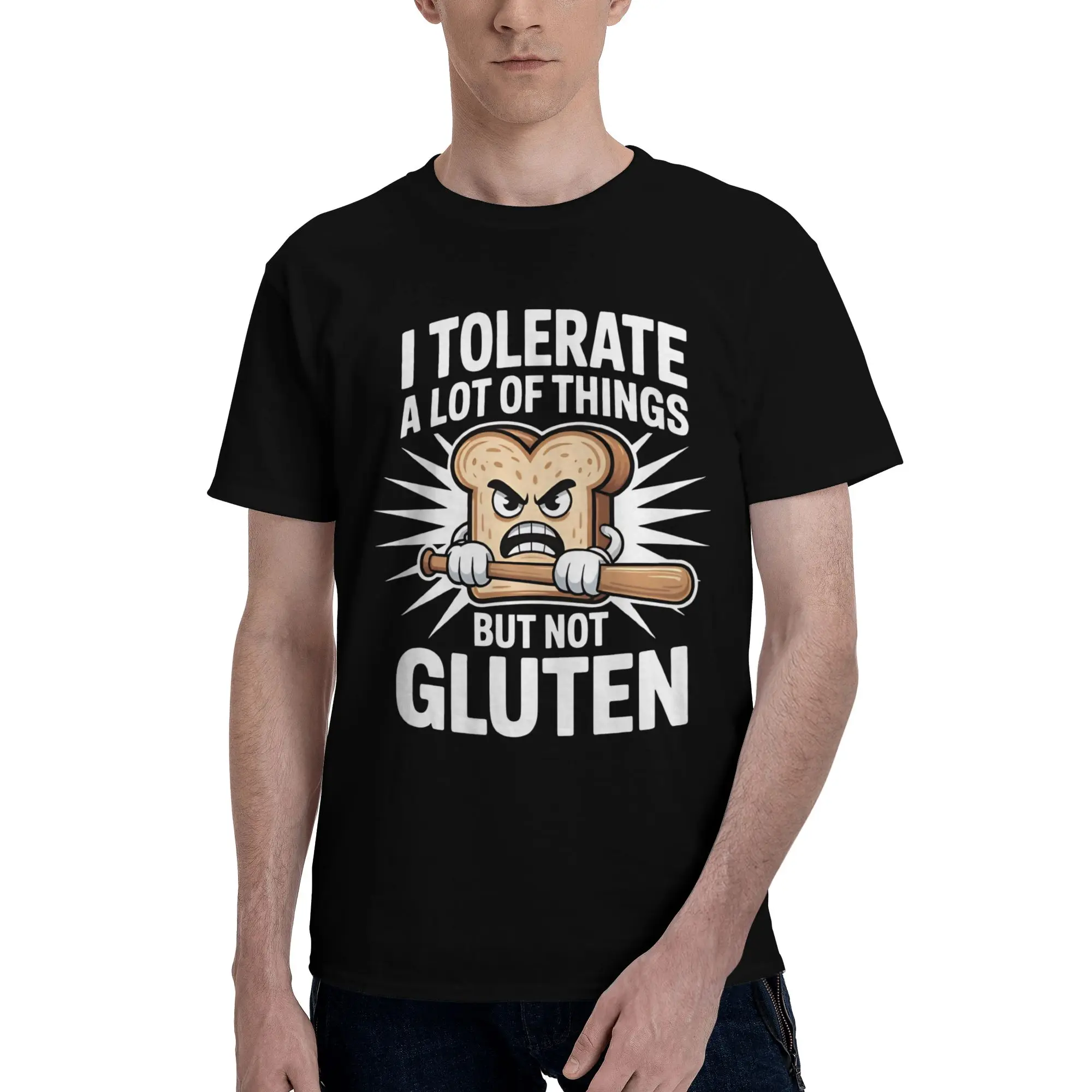 I Refuse to Tolerate Gluten Meme Apparel Men Women T Shirts Cotton Tee Printed  T-shirt Clothes