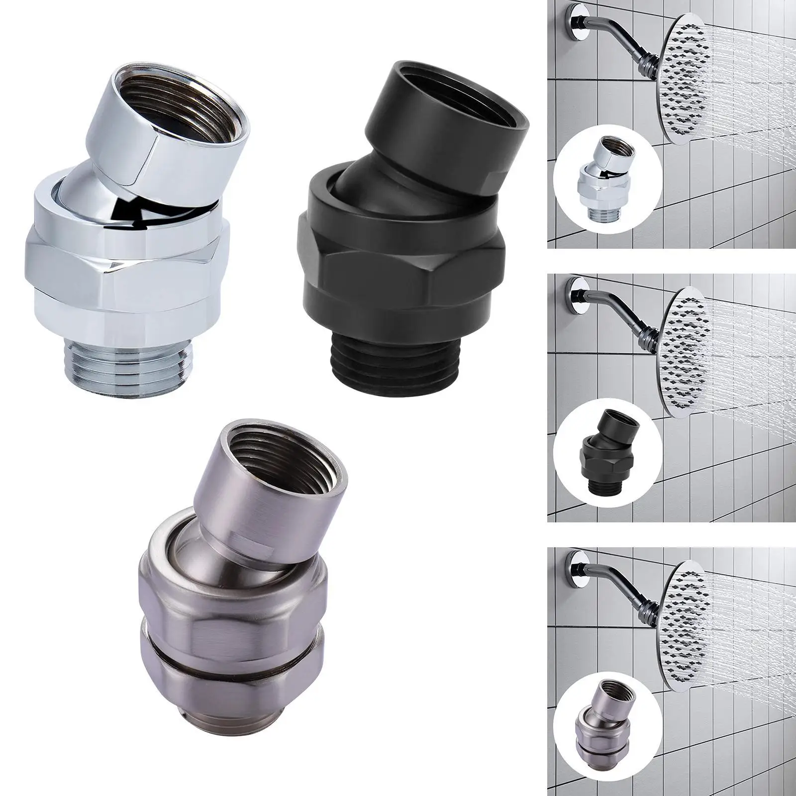 

Universal Swivel Joint Shower Head Swivel Ball Adapter for Bathroom Home