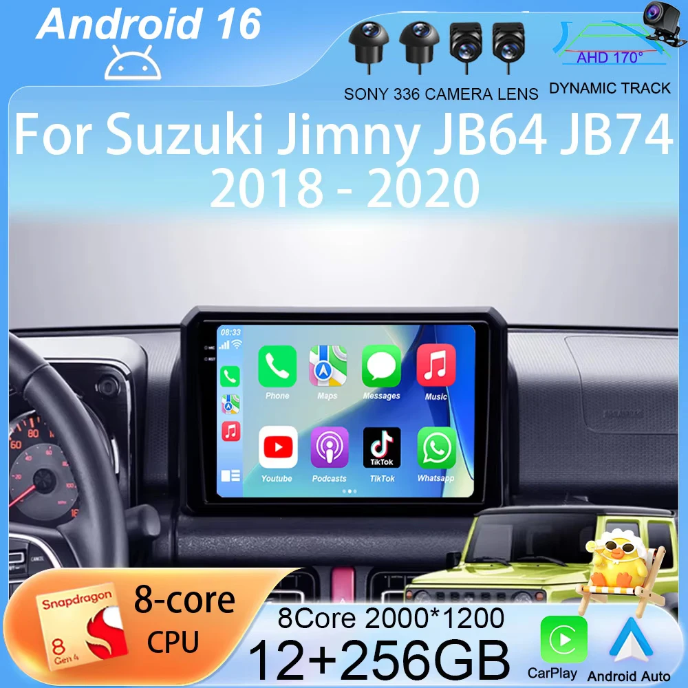 

9-дюймовый Android 16 мультимедийный видеоплеер для Suzuki Jimny JB64 JB74 2018-2020, автомобильная магнитола, GPS-навигация, CarPlay