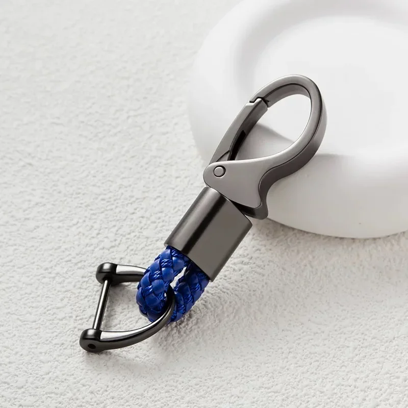 Personalize Logo Braid Rope PU Leather Keychain Laser Custom Name Number Car Keyring For Man and Woman Bag Key Chain Ring