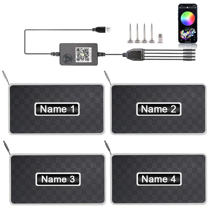 Universal Car LED Floor Mat Ambient Lamp - Bluetooth RGB Music Rhythm Light, Sound Control Footwell Interior Decorative Lighting view 5