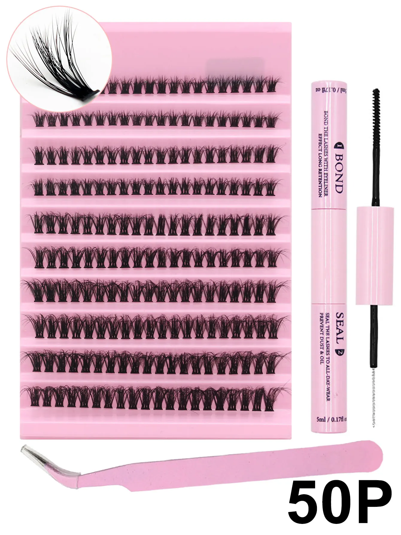 الفردية جلدة كتاب مجموعات تمديد عدة 50D السندات وختم الملقط DIY في المنزل العنقودية رمش ملحقات العنقودية جلدة #1