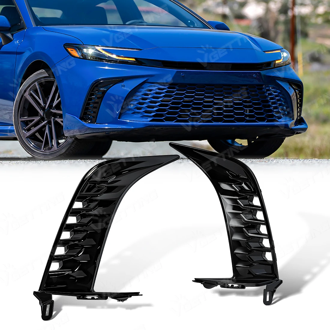 

1 Pair Fog Light Cover For Toyota Camry Sport 2024 2025 Black Front Bumper Grille Fog Lamp Decorative Protection Frame Car Parts