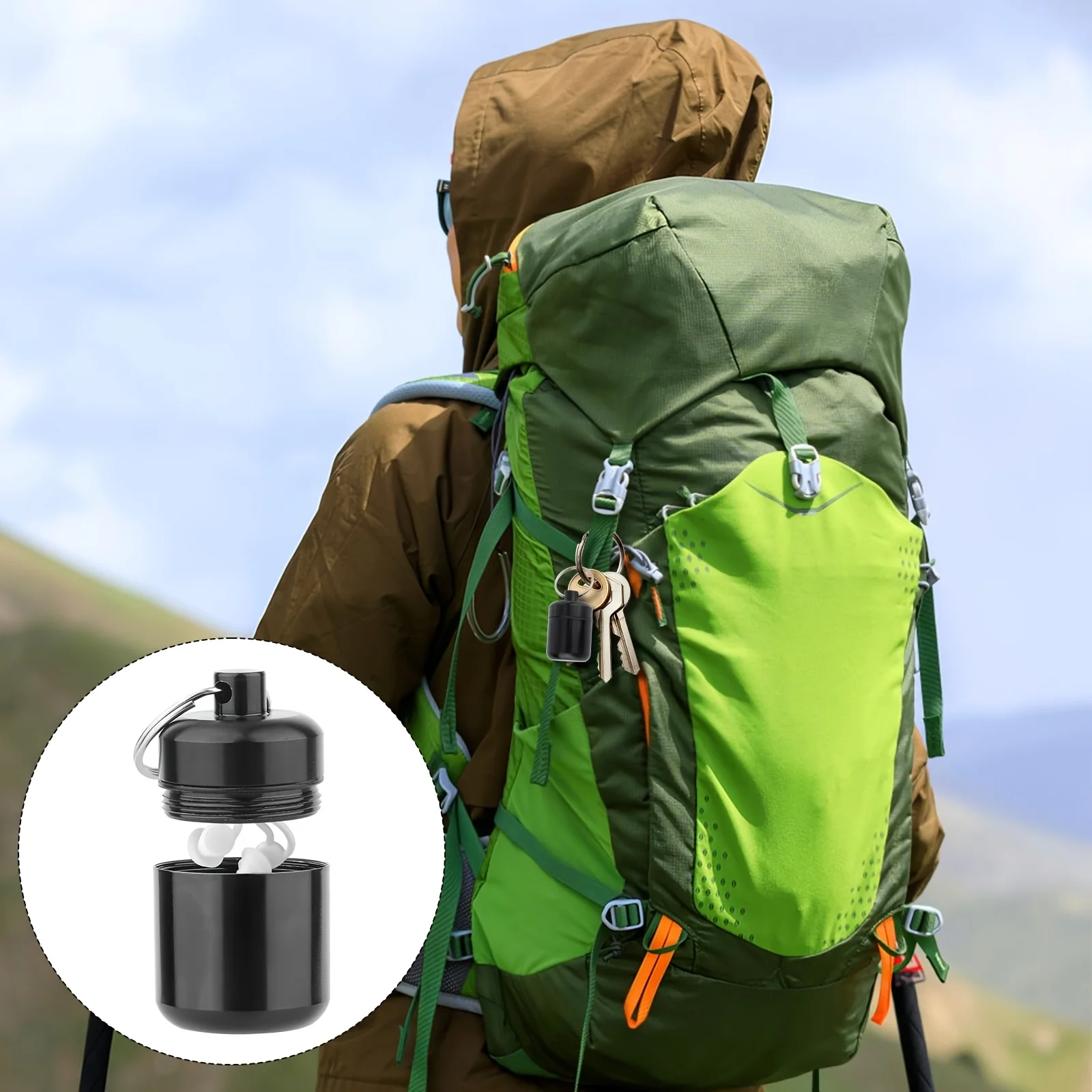 1pcs Sealed Storage Bottle Round Short Aluminum Alloy Earplug Storage Bottle Waterproof Portable Keychain Coin Storage Tool