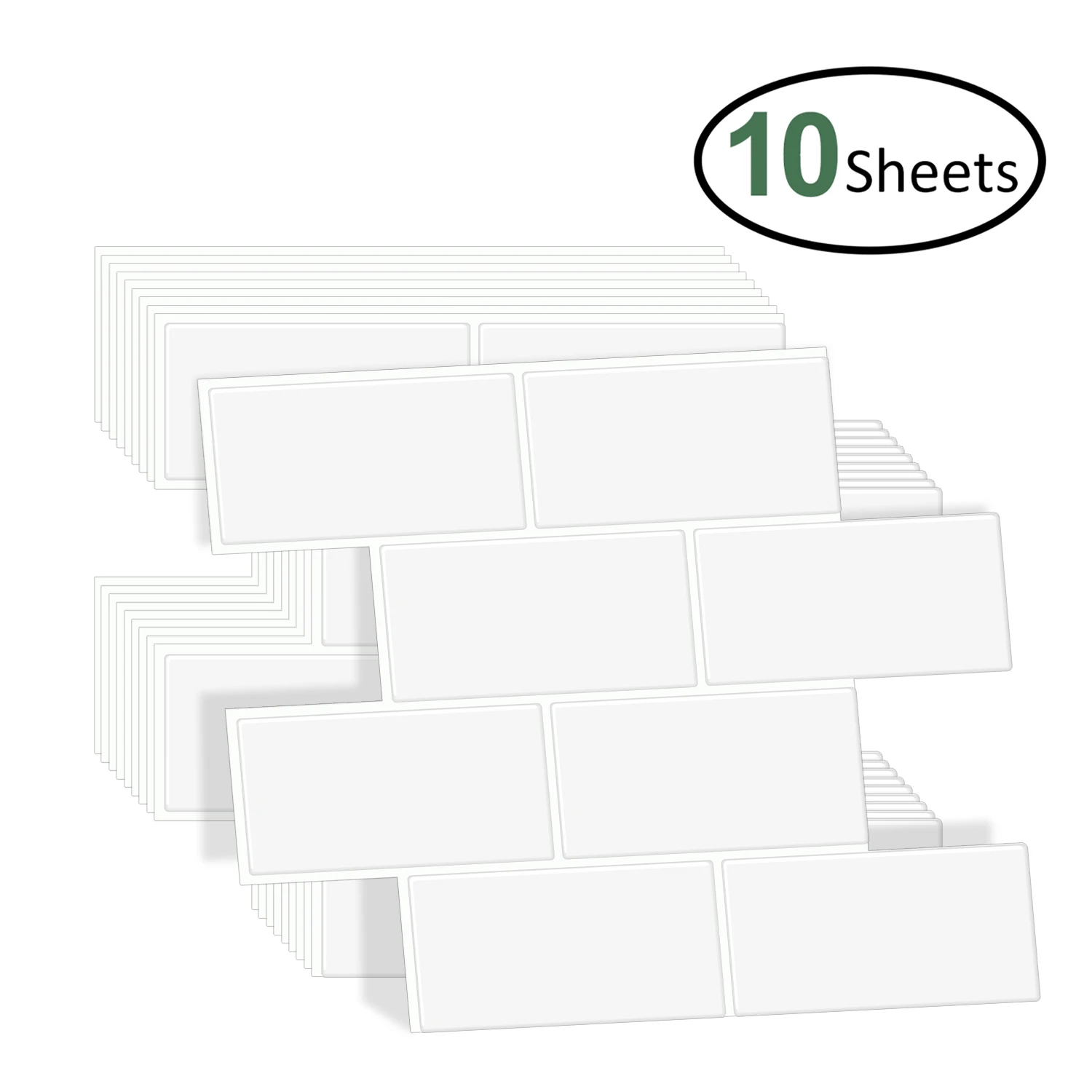 10 Sheets Big Tiles Peel and Stick Wall Stickers Brick Vinyl Wallpaper Waterproof Kitchen  Bathroom Backsplash Home Decor