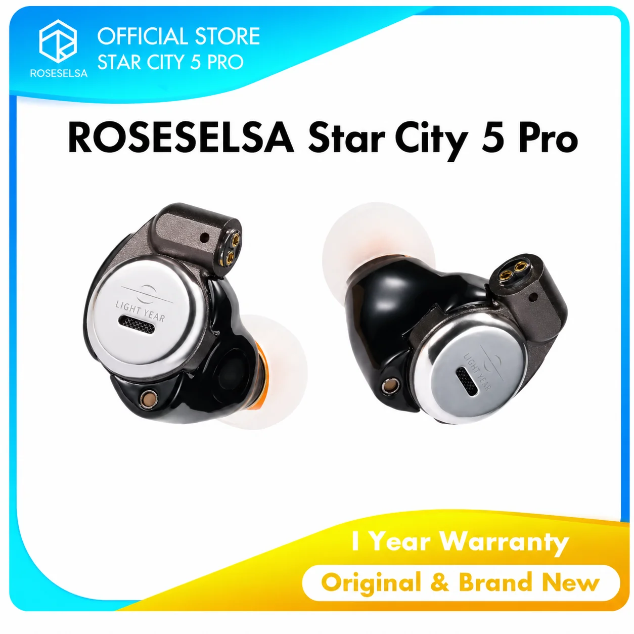 

ROSESELSA STAR CITY 5 PRO Wired Earbuds 1DD+2BA Hybrid IEM Earphones HiFi in-Ear Earphones Detachable Cable for Audiophile