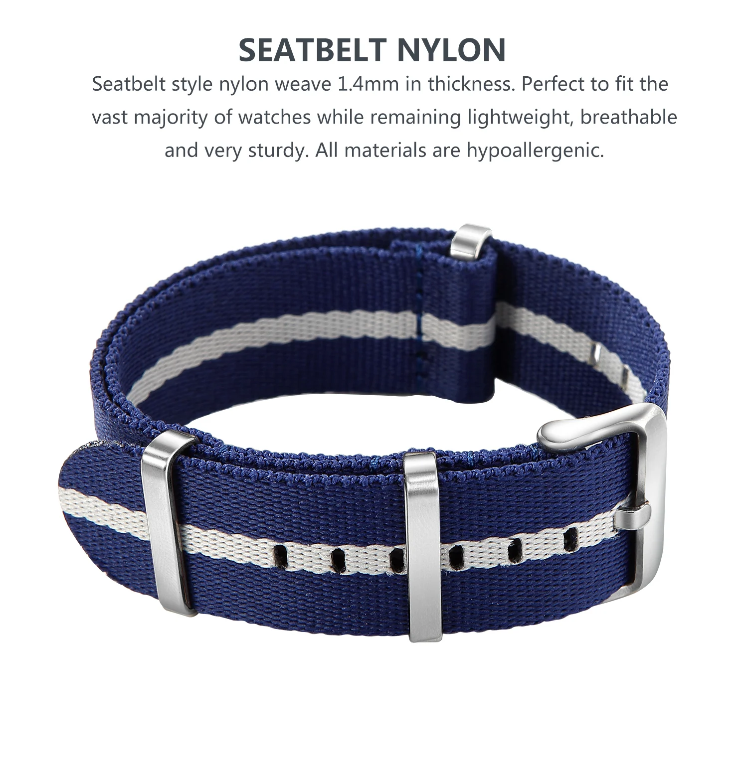 Nylon-Uhrenarmband, 20 mm, 22 mm, bequeme Uhrenarmbänder, Schlaufe, militärisch, waschbar, für Herren-Uhrenarmbänder – Detail 3