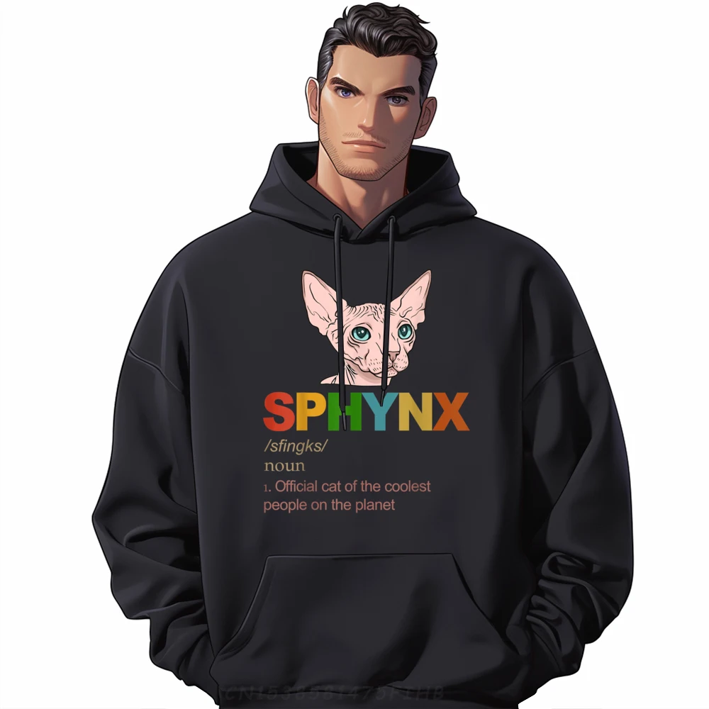 Hairless And Naked Sphynx Cat Denifition Cat Dad Mom Plain Pullover Hoodies Wholesale Male Unisex Christmas Character