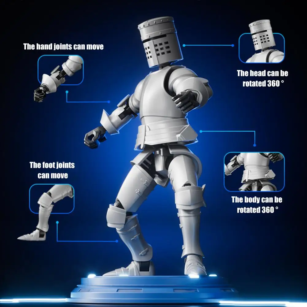 Knight Toy Robot Action Figure with Movable Joints Accessories 3d Printed Armor Knight Toy for Stress Relief Decoration Painting