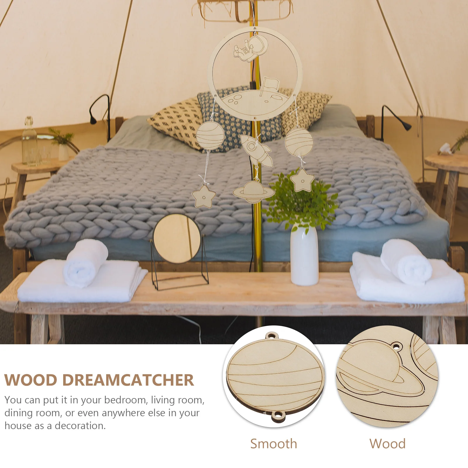 

1Pcs Unfinished Wood Dreamcatcher DIY Wall Decoration Graffiti Pendant for New Year Home Decor Wood Dreamcatcher