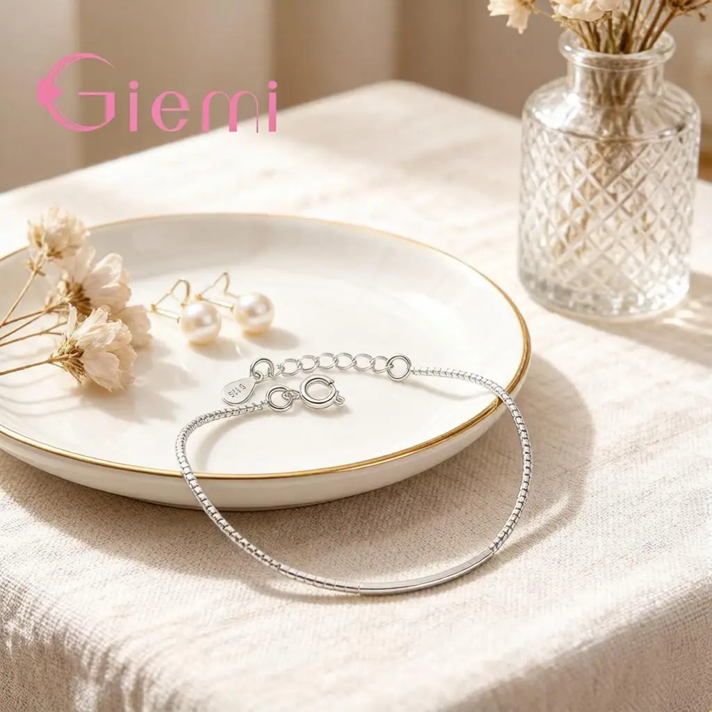 

Promotion Simple 925 Sterling Silver Box Link Chain Adjustable Bracelets for Women Men Anniversary Party Fashion Jewelry Gifts