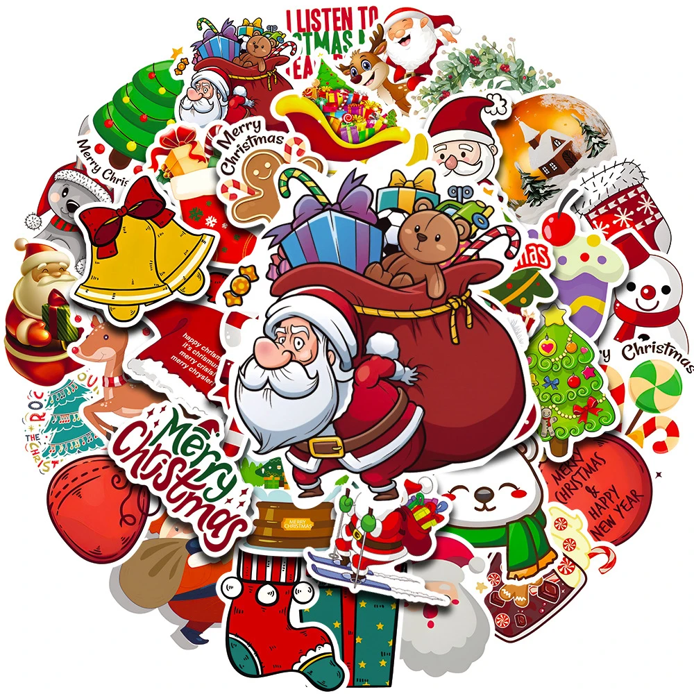 10/30/50 Stuks Leuke Kerst Thema Graffiti Stickers Kerstman En Dieren Cartoon Sticker Notebook Koffer Telefoon decals Decor