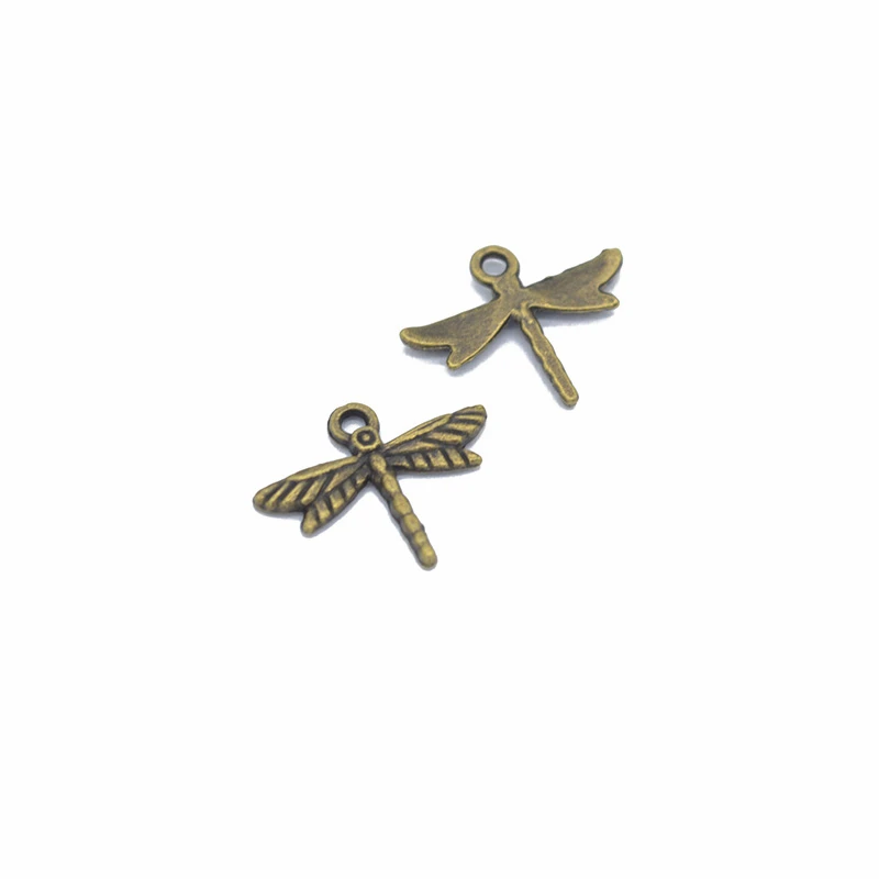 50 pcs/lot 19*16 mm Retro Charms Antique bronze Plated Alloy  dragonfly Pendant Jewelry Findings D217