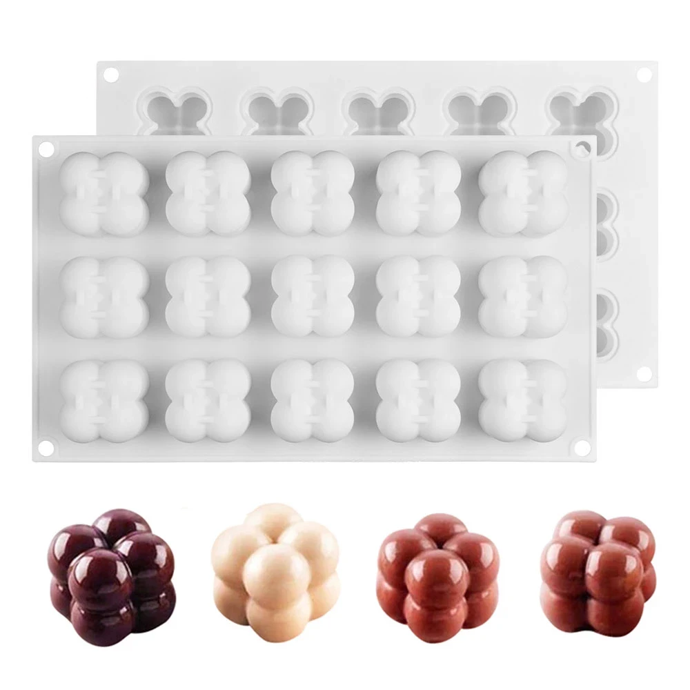 6/15 Cavities Mini 3D Cube Baking Mousse Cake Mold Dessert Molds DIY Candle Plaster Silicone Mould Handmade Soap Making Supplies