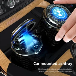 Car Cigarette Ashtray Cup With Lid With LED Light Portable Detachable Vehicle For BMW X3 X4 X5 X6 X7 E28 E30 E34 E36 E39 E46 E53