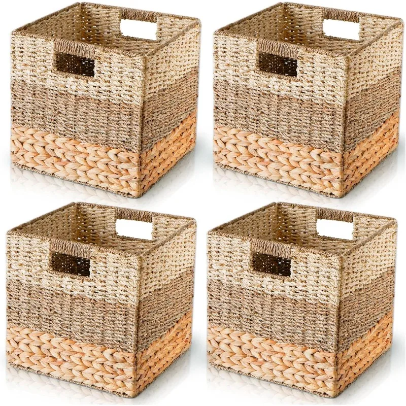 

Wicker Storage Basket, Wicker Cube Storage Bin, Hyacinth Cube Storage Baskets, Wicker Baskets, Rattan Woven Baskets,
