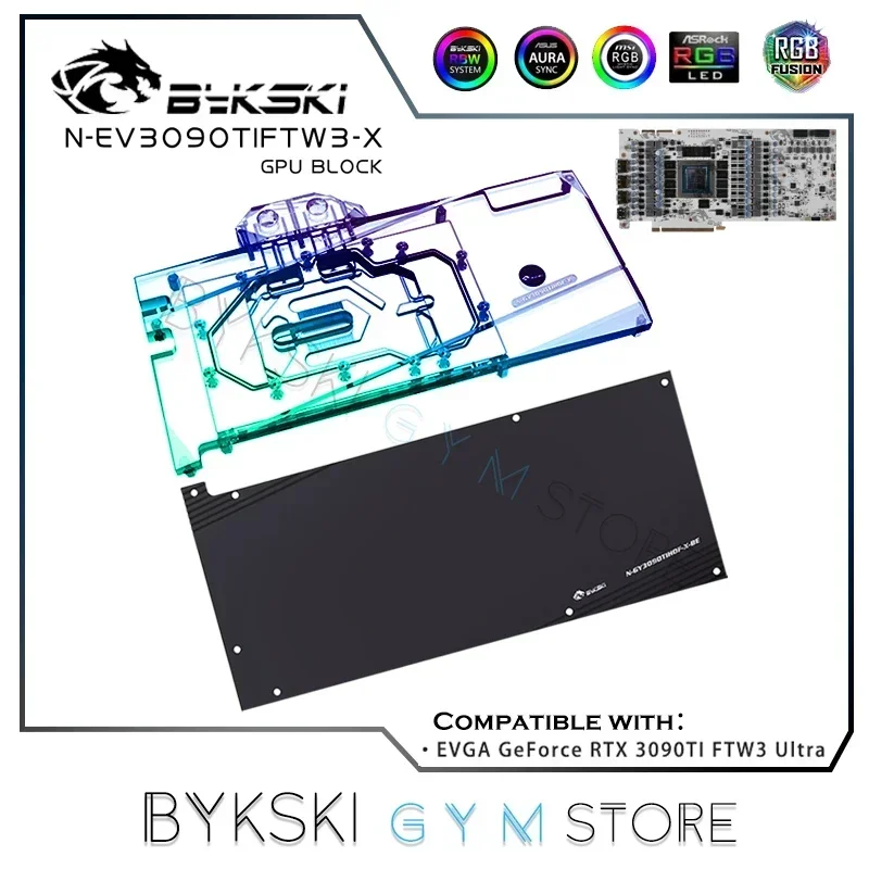 

Водяной блок графического процессора Bykski для видеокарты GALAX GeForce RTX3090TI HOF OC Lab Edition, медный радиатор VGA N-GY3090TIHOF-X