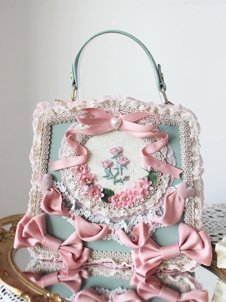 Harajuku Bag Girl Heart Elegant Flower Lace Handbag Lolita Comic Exhibition Tea Party Gorgeous Crossbody Daily Princess Bag