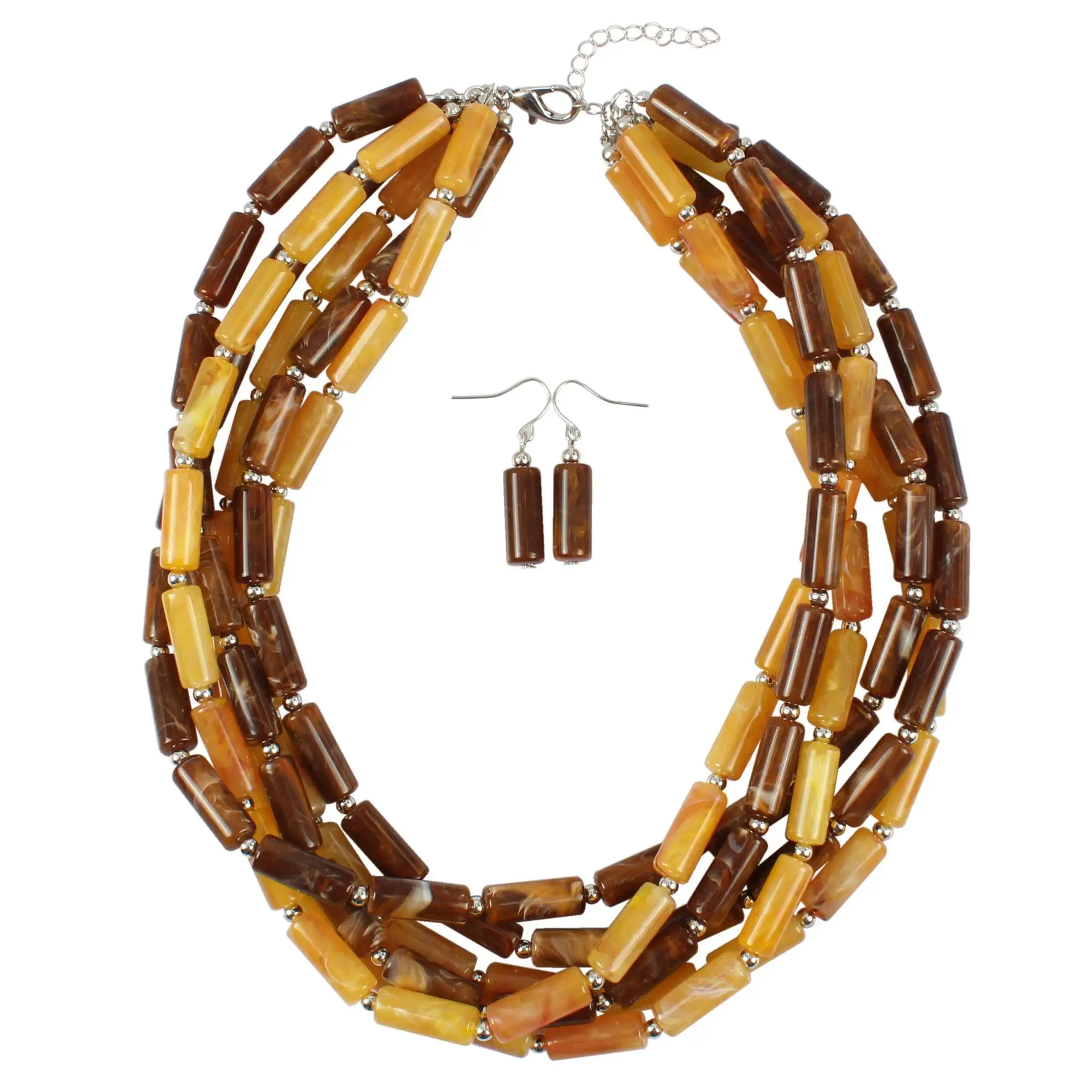 Exaggerated rican Sle Dual Color Cylindrical Nelace Box Chain Multi Layer Faion Jewelry Accory Cross-Border Item