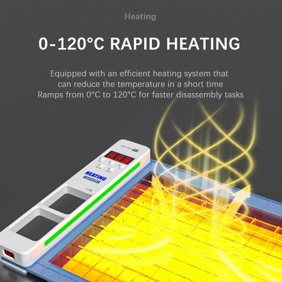 

[HIHI] 16in LCD Separator Silicone Preheating Pad 120℃ for Phones Tablet Display Disassembly Heating Table Repair Tool EU Plug