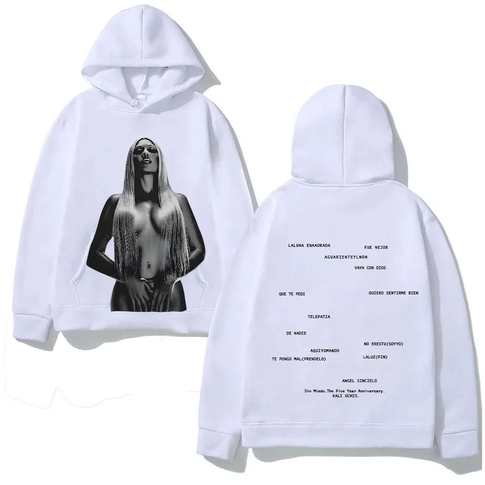 Sin Miedo Anniversary Black Pullover Hoodie Kali Uchis Graphic Printing Gothic Comfortable Sweatshirts Clothing Fleece Hoody
