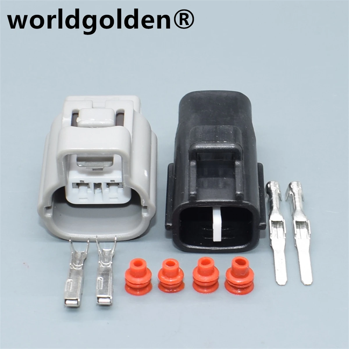 worldgolden 2Pin Way 2.2MM Female Male Sealed Sheath Auto Plug Socket Connector 6188-0047 90980-12792