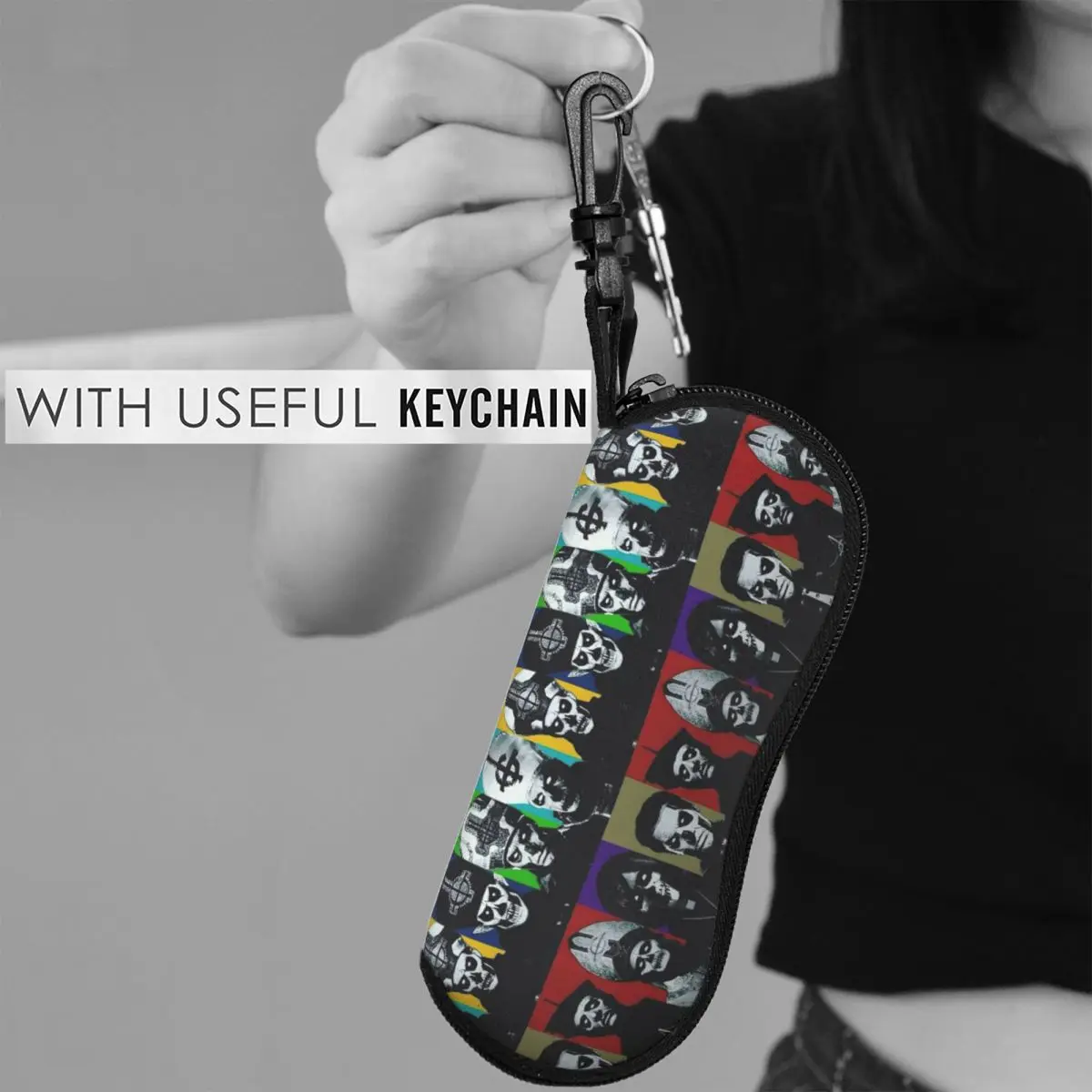 ゴーストB.C. バンドシェルメガネケースプロテクターサングラスボックス女性男性ソフト眼鏡バッグポーチ