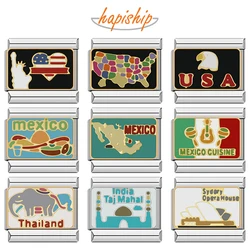 Hapiship New Fashion USA Mexico Thailand Charms Italian Links Fit 9mm Stainless Steel Bracelet Making Women Jewelry DJ1244-A
