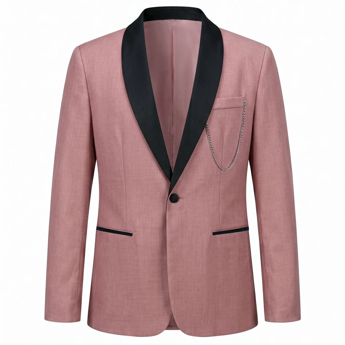 Men's Wedding Blazer Contrast Color Turn Down Collar Groom Suit Coat Single-Breasted Long Sleeve Party Blazer for Men Eu Size