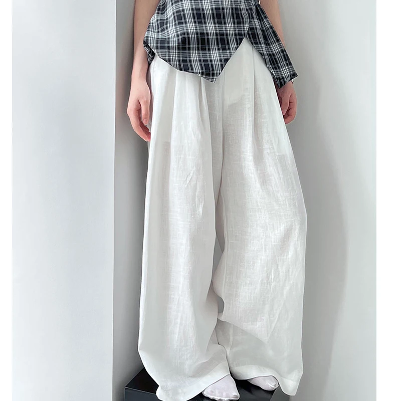 New Arrival Cotton And Linen Women Summer Wide Leg Pants High Waist Casual Stright Pants Female Women Clothes Long Trousers