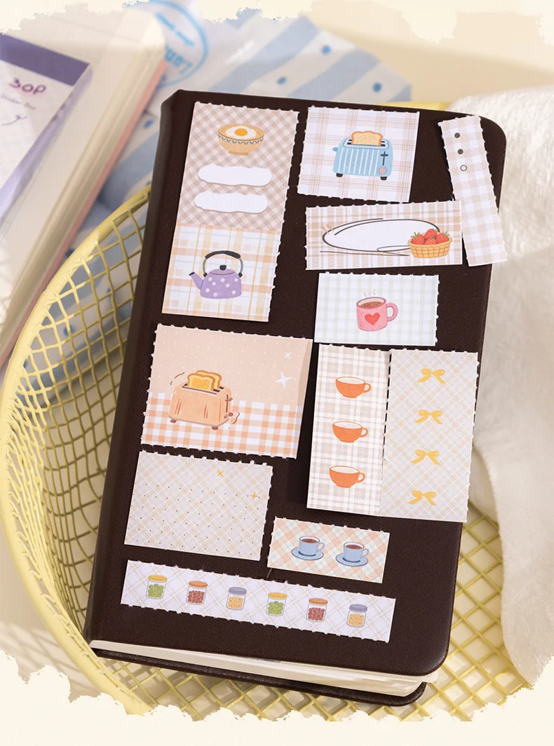 Journal GOo 30 Stück Relax for A Moment Niedliche Freizeit-Lebenssituationen Katze Kaffee Kuchen Landschaft Aufkleberbuch DIY Journal Scrapbooking Material – Detail 10