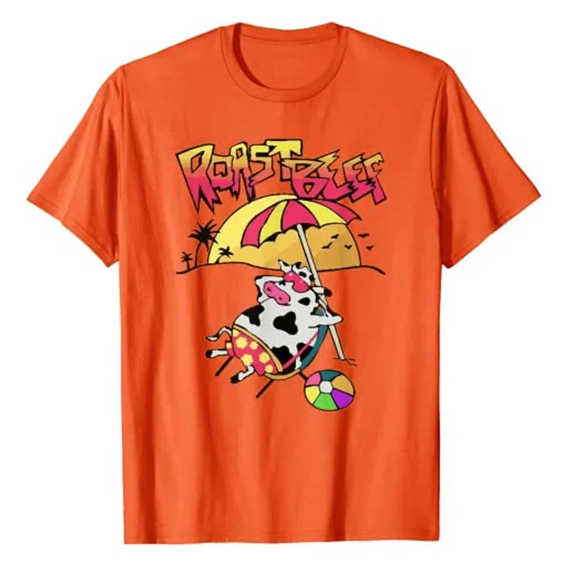 Lustige Grill Cartoon niedlichen T-Shirt Streetwear Urlaub Tops Party Kleidung Fremder Dustin Liebe Roastbeef Strand Kuh TV Parodie T-Shirt