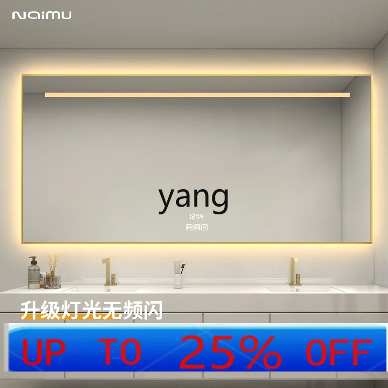 

lh smart bathroom mirror anti-fog toilet square touch screen bathroom makeup mirror wall hanging