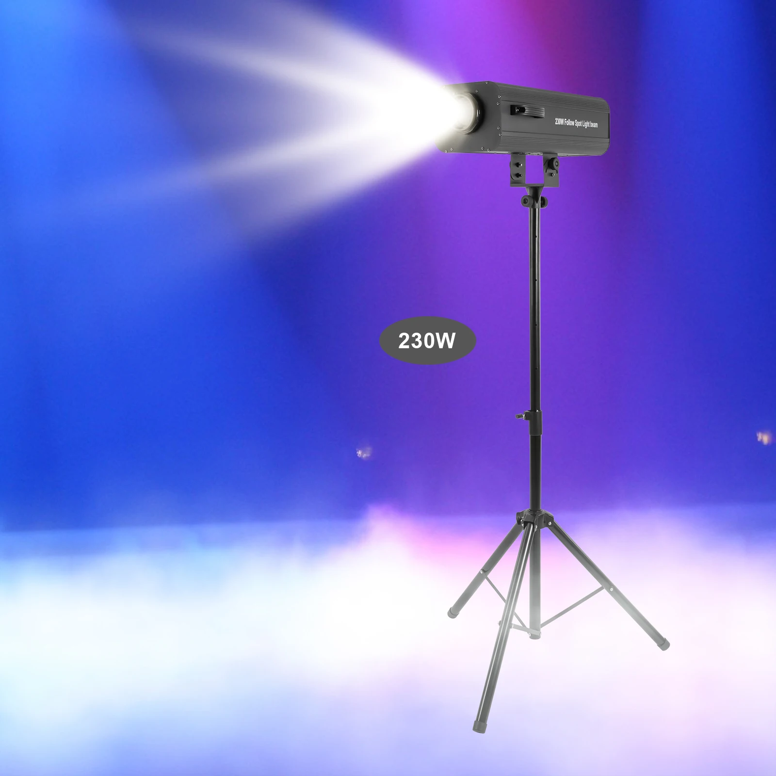 High Brightness Stage Spotlight 98-164ft Irradiation Distance Adjustable Angle Stand Alone Stage Lamp Efficient Heat Dissipation for Theater TV Station Banquet Event