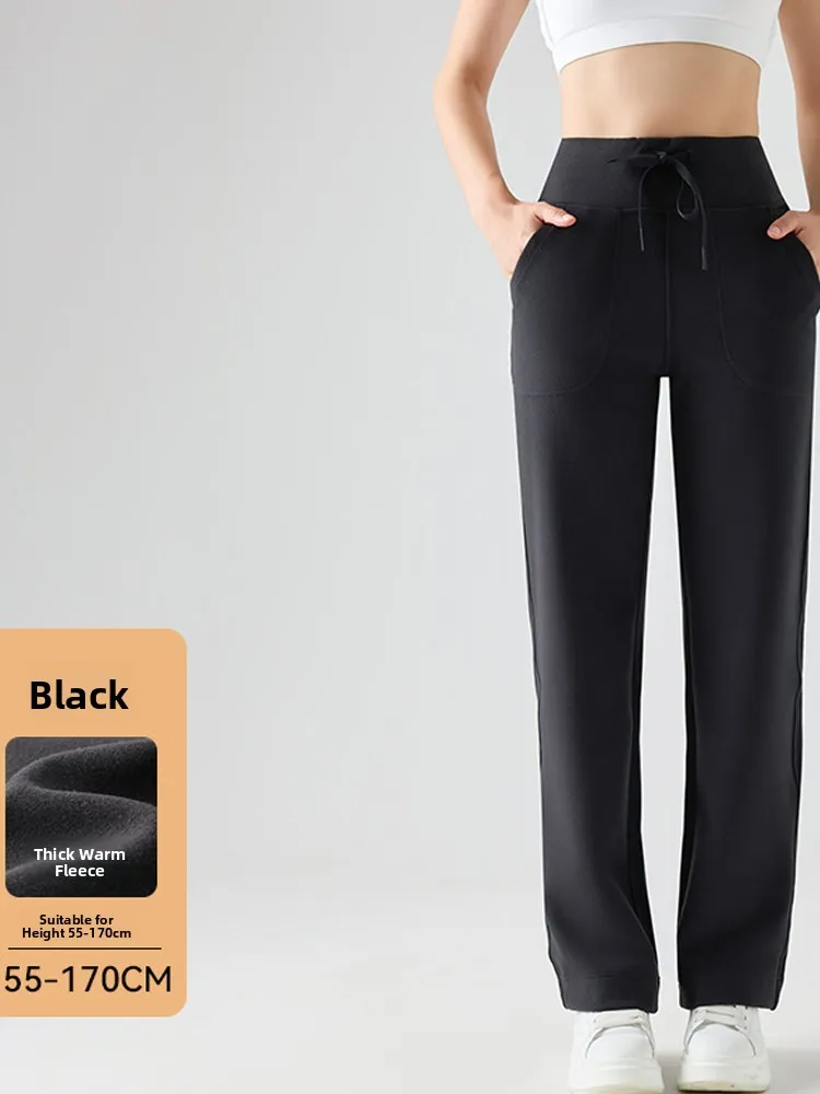 2025 Nuovi pantaloni da donna in pelle arca a vita alta elastici alti foderati in fce yoga gamba dritta fitn controllo della pancia sollevamento del sedere...