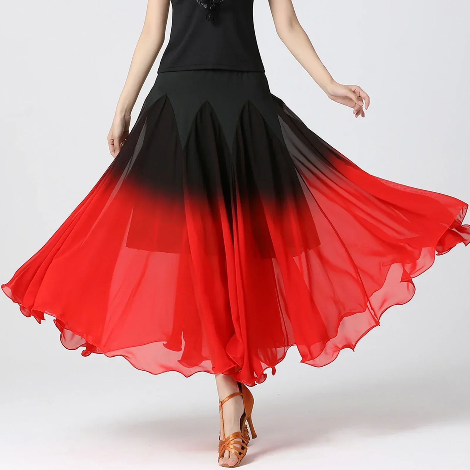 Nieuwe Womens Ballroom Dansrok Kostuum Latin Party Dress Fashion Dance Practice Elegant Lange Swing Rok Performance Festival