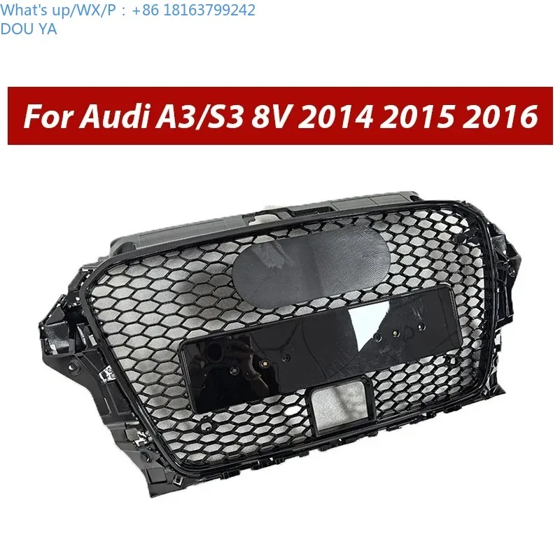 

Car Front Bumper Grille Grill for Audi RS3 for A3/S3 8V 2014 2015 2016 (Refit for RS3 Style) with ACC hole Car Accessories